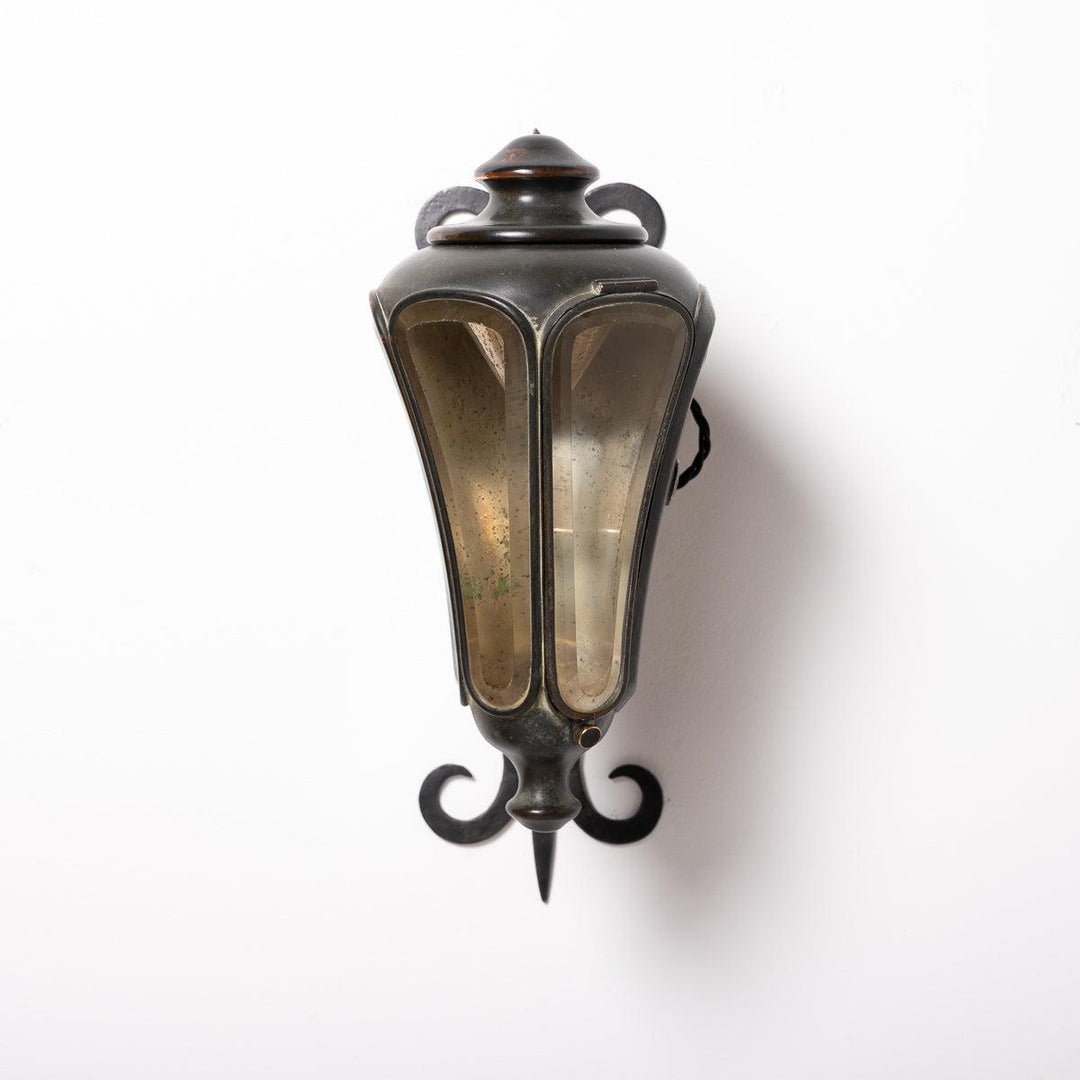 A Rare & Unique Copper & Bevelled Glass Wall Lantern by C.A. Vandervell & Co London