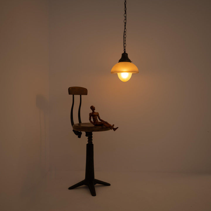 Antique Acorn Frosted Glass Pendant Lights by GEC (S)