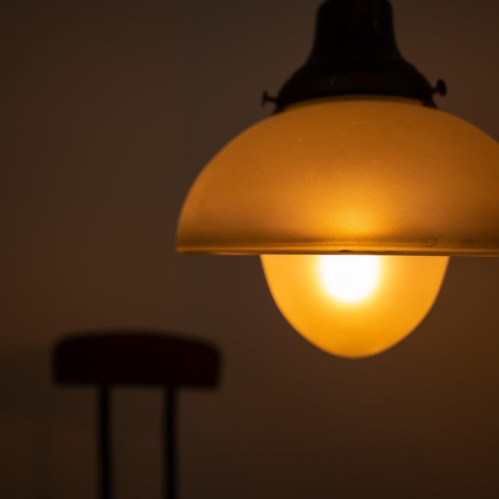 Antique Acorn Frosted Glass Pendant Lights by GEC (S)