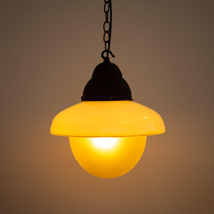 Antique "Acorn" Opaline & Frosted Glass Pendant Lights
