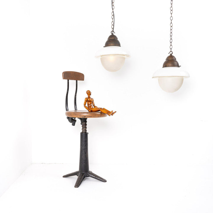 Antique "Acorn" Opaline & Frosted Glass Pendant Lights
