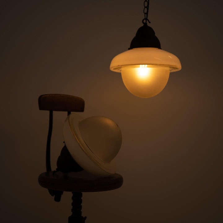 Antique "Acorn" Opaline & Frosted Glass Pendant Lights