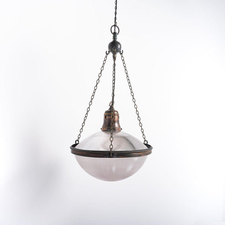 Antique Large 14 inch Holophane Stiletto Bowl Pendant Light