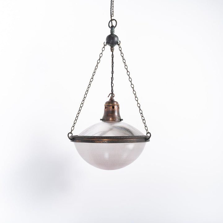 Antique Large 14 inch Holophane Stiletto Bowl Pendant Light