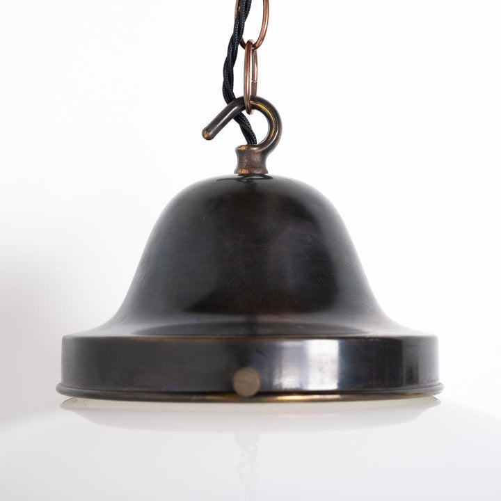 Antique Reclaimed Large Opaline Schoolhouse Pendant Lights by Sunco