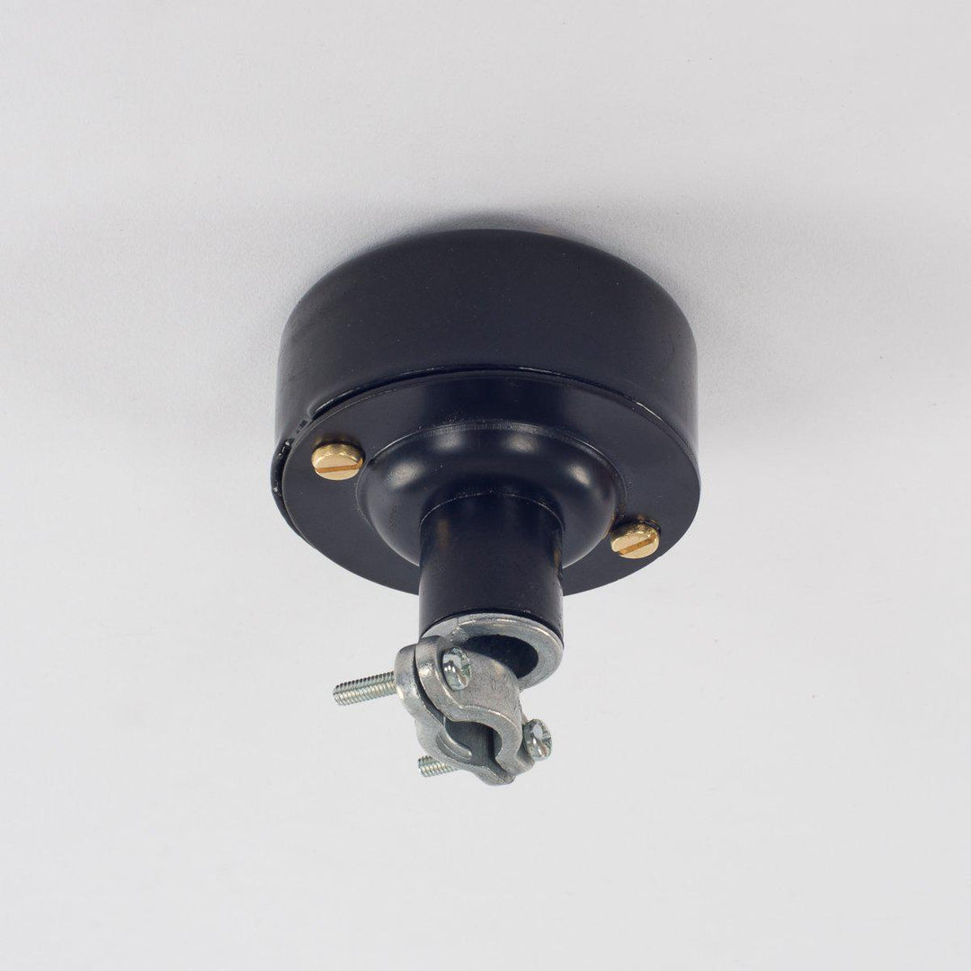 Black Enamelled Industrial Ceiling Rose with Heavy Duty Cable Grip