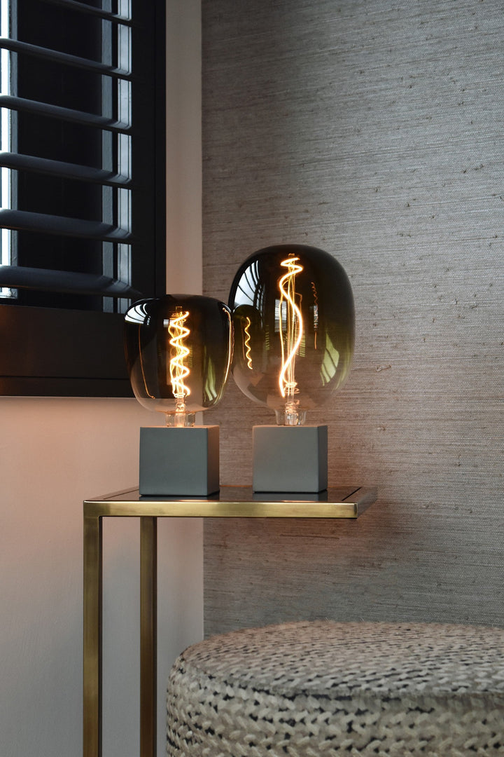 Calex Cube Lamp Base with in Matte Concrete - 941014