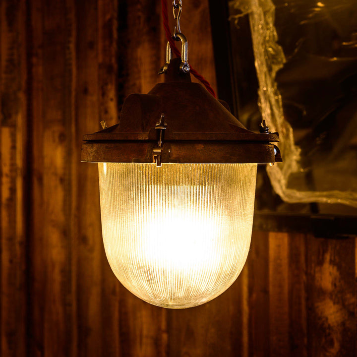 Extreme "Rusted" Industrial Pendants With Prismatic Glass