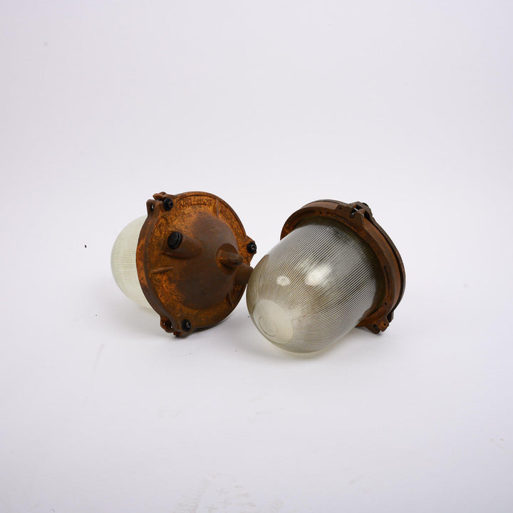 Extreme "Rusted" Industrial Pendants With Prismatic Glass
