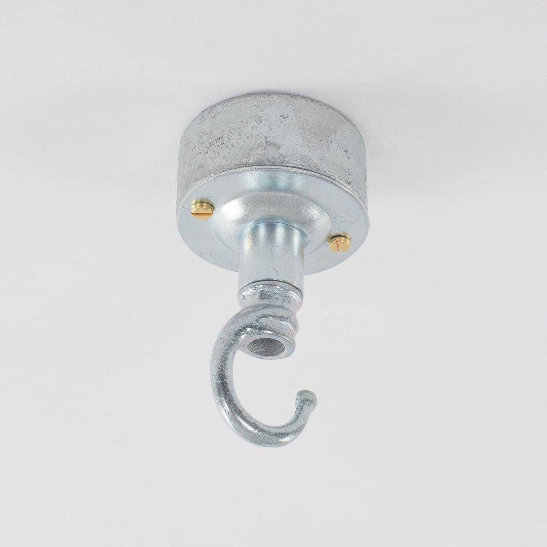 Galvanised Steel Industrial Ceiling Rose with Domed Conduit Hook