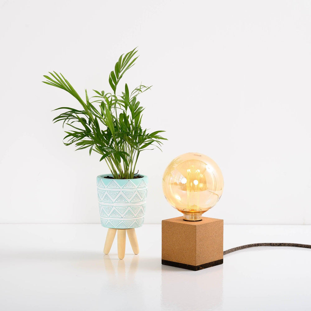 Natural Cork Cube Table Lamp Base