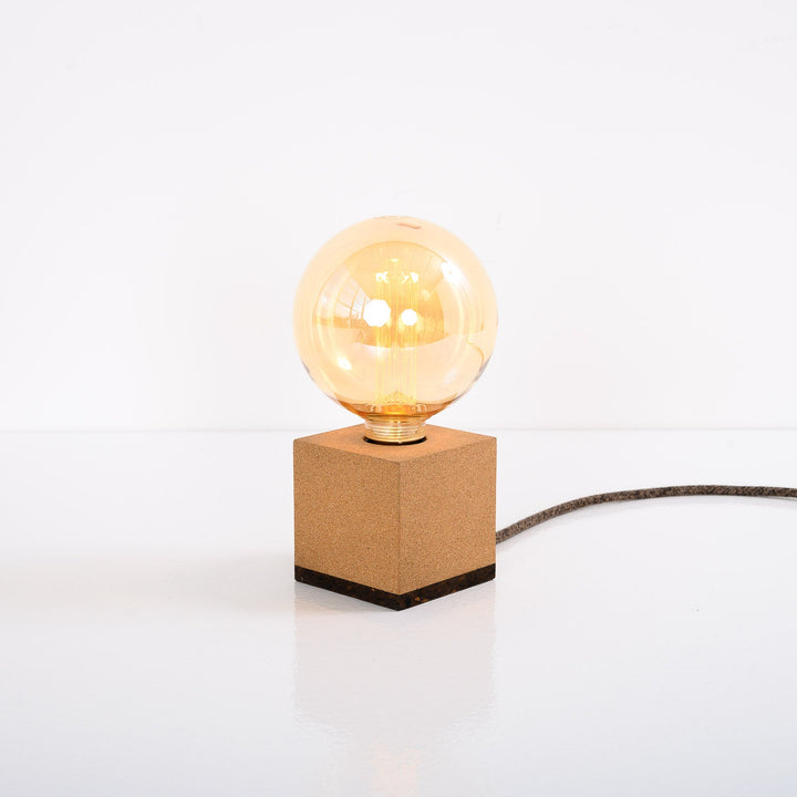 Natural Cork Cube Table Lamp Base