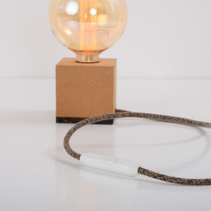Natural Cork Cube Table Lamp Base