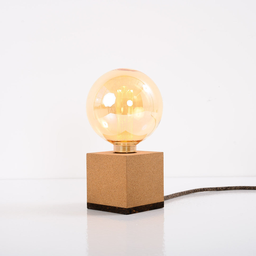 Natural Cork Cube Table Lamp Base