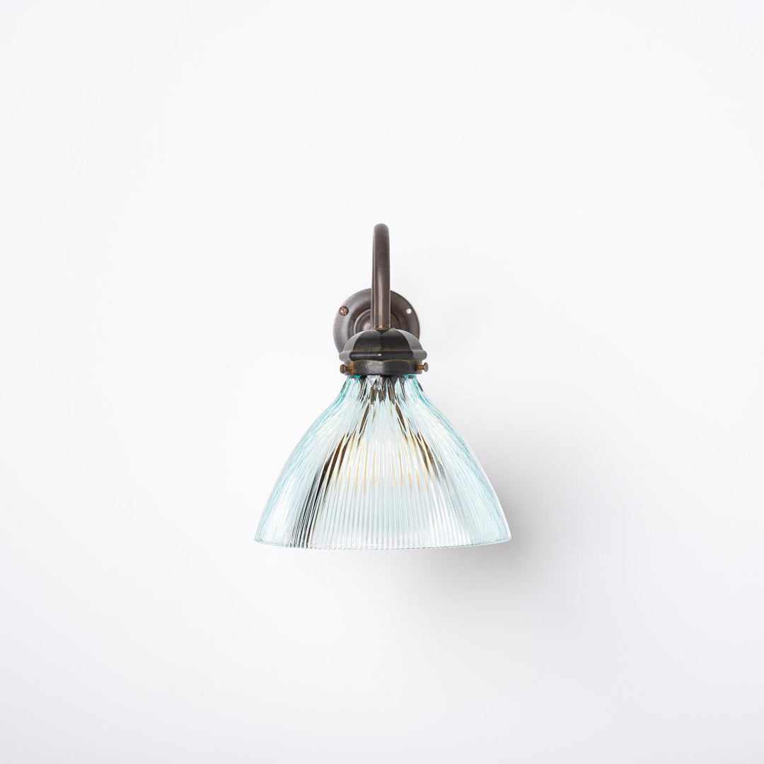 Pair of Antique Holophane Blue Prismatic Glass Wall Lights