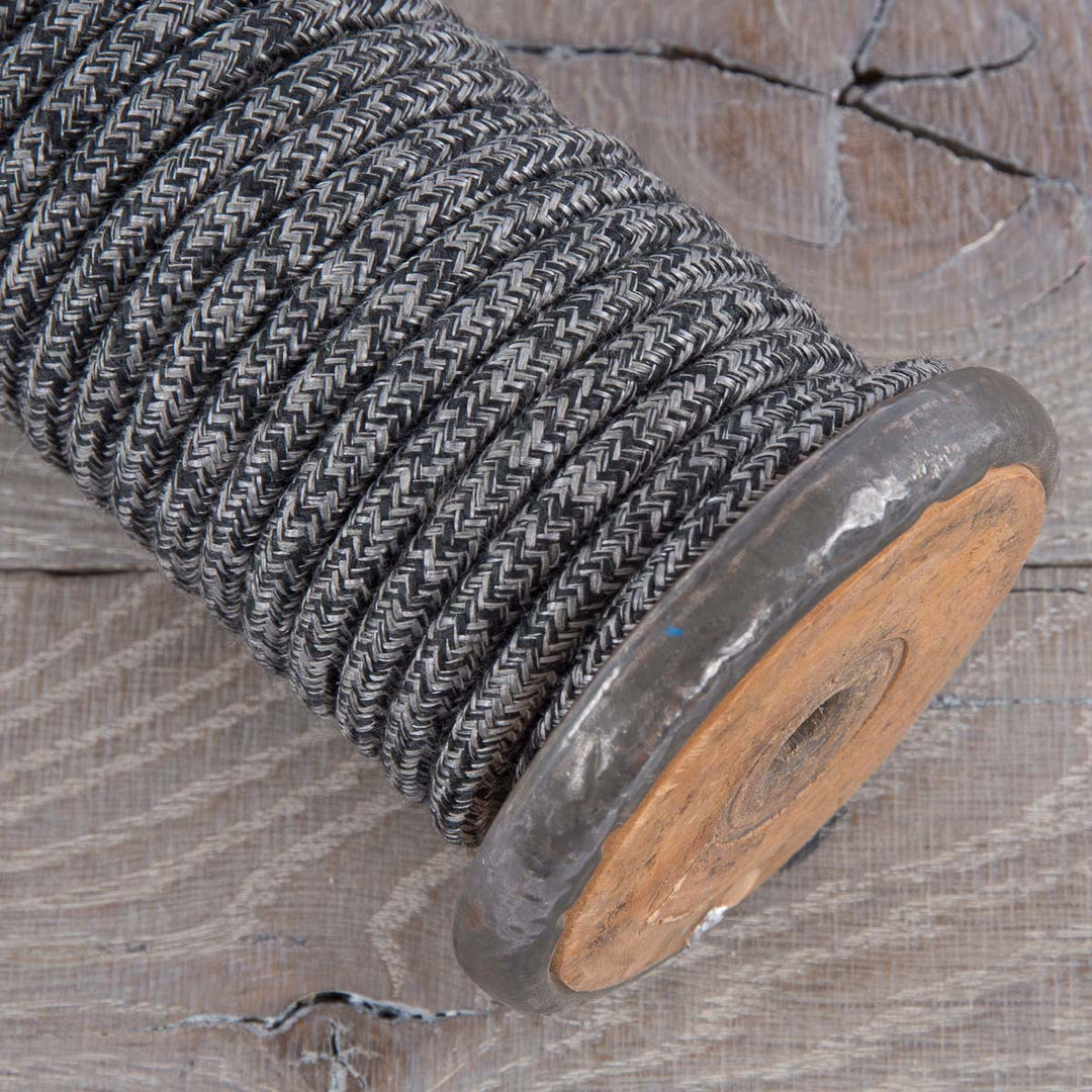 Premium Round Fabric Lighting Cable Natural Linen - Anthracite