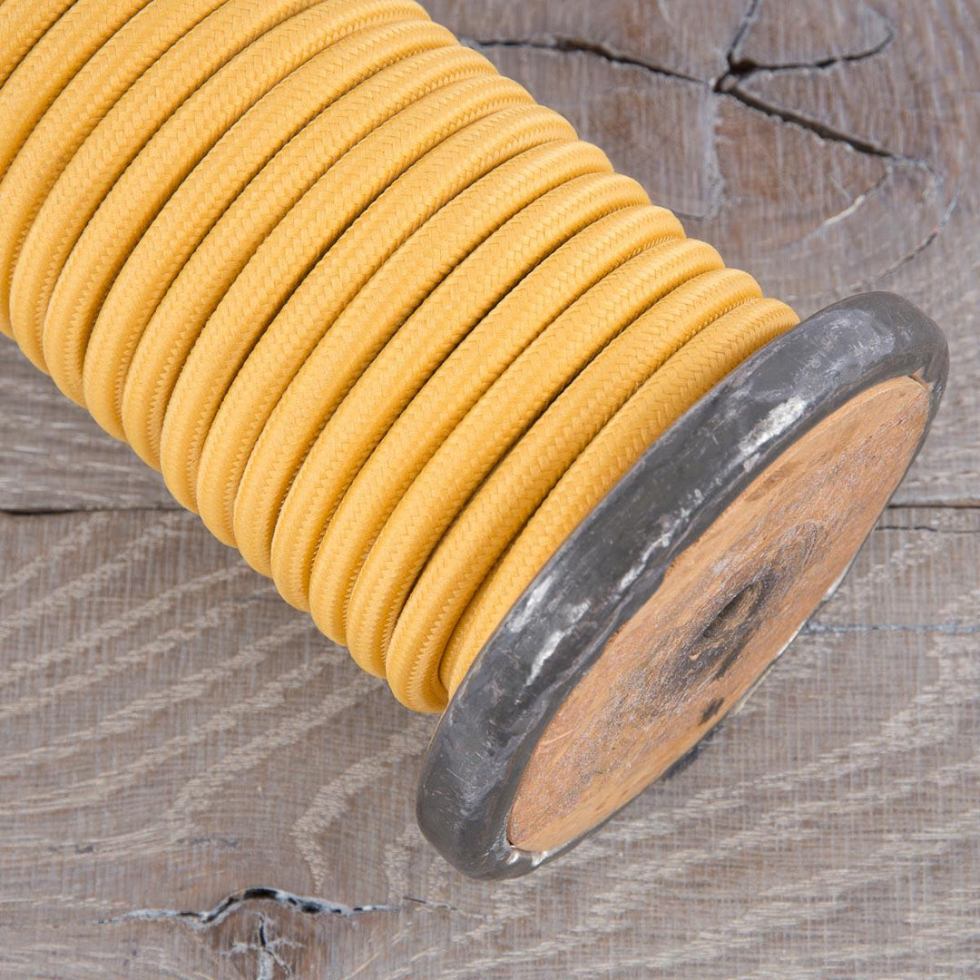 Premium Round Fabric Lighting Cable Rayon - Mustard