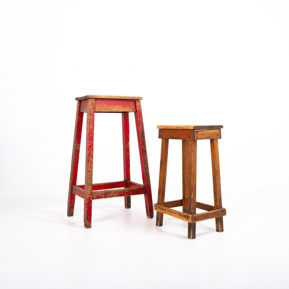 Reclaimed Vintage Timber School Laboratory Stool (Low)