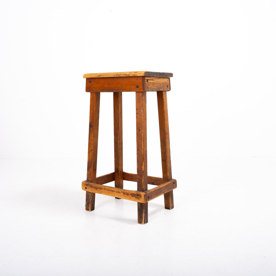 Reclaimed Vintage Timber School Laboratory Stool (Low)
