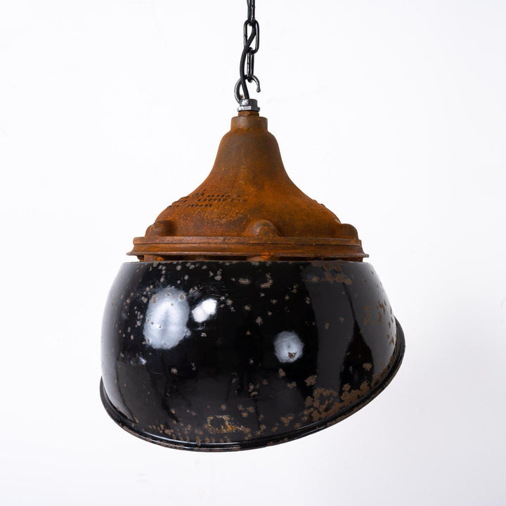 Vintage Heavy Industrial Rusted Finish Flameproof Pendant Lights by GEC