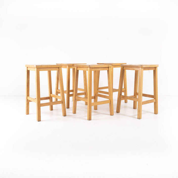 Vintage Reclaimed Solid Beech School Laboratory Stools