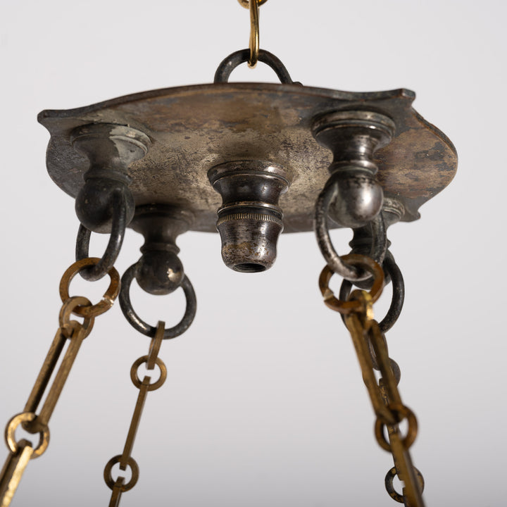 Monumental F. & C. Osler Satin Cut Crystal Plafonnier with Gilt Bronze Gallery and Classical Festoon Decoration