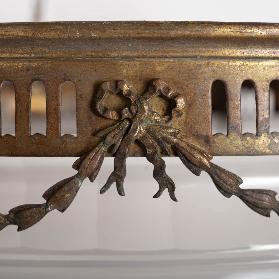 Monumental F. & C. Osler Satin Cut Crystal Plafonnier with Gilt Bronze Gallery and Classical Festoon Decoration