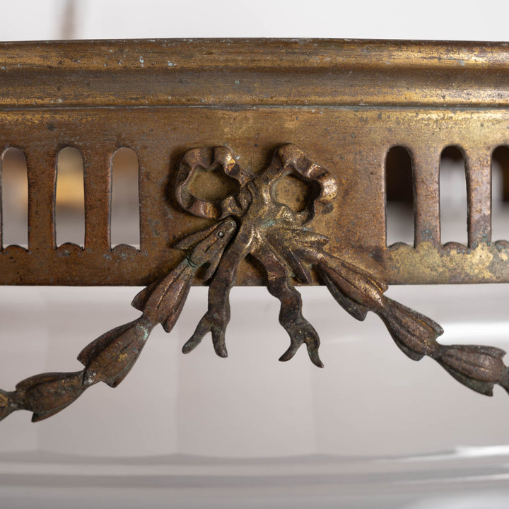 Monumental F. & C. Osler Satin Cut Crystal Plafonnier with Gilt Bronze Gallery and Classical Festoon Decoration
