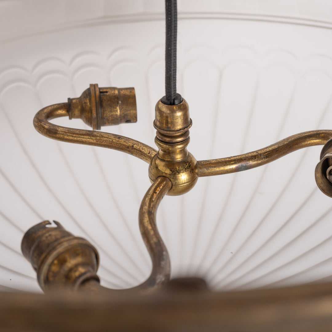 Monumental F. & C. Osler Satin Cut Crystal Plafonnier with Gilt Bronze Gallery and Classical Festoon Decoration