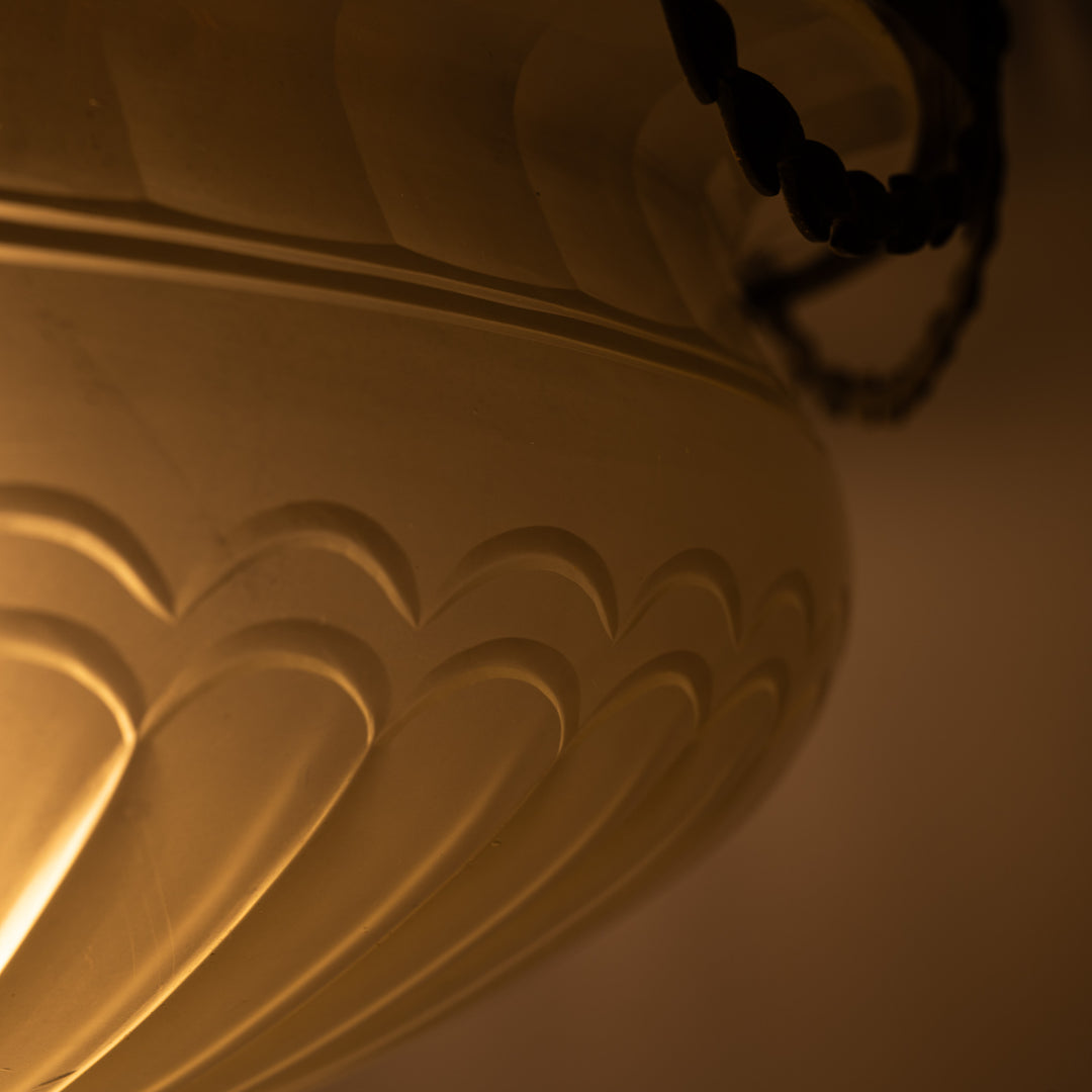 Monumental F. & C. Osler Satin Cut Crystal Plafonnier with Gilt Bronze Gallery and Classical Festoon Decoration