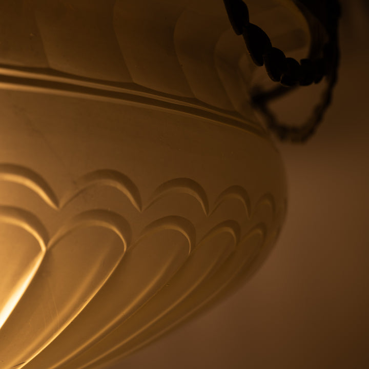 Monumental F. & C. Osler Satin Cut Crystal Plafonnier with Gilt Bronze Gallery and Classical Festoon Decoration