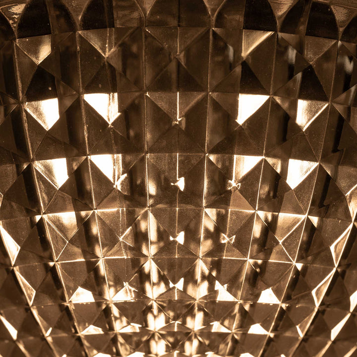 Extra Large Holophane Crystal Bowl Stiletto Pendant Light, Cast Brass Ring
