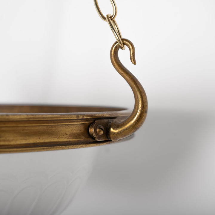 F. & C. Osler Satin Cut Crystal Plafonnier with Cast Brass Swan Hook Gallery