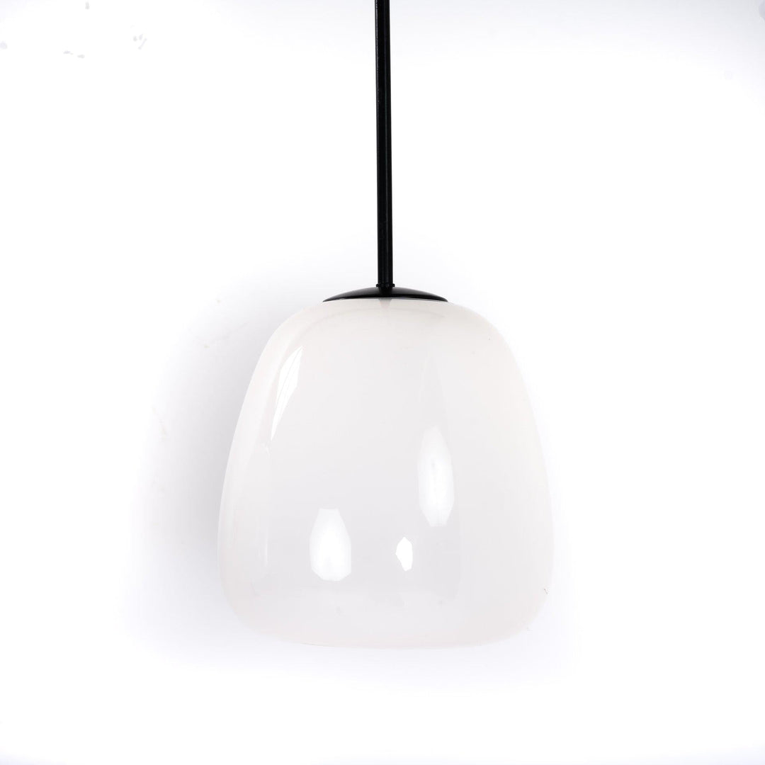 ANTIQUE MEDIUM OPALINE TULIP PENDANT LIGHTS BY FALKS