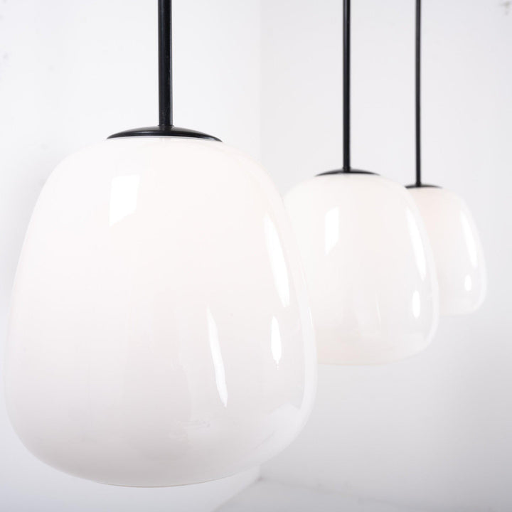 ANTIQUE MEDIUM OPALINE TULIP PENDANT LIGHTS BY FALKS