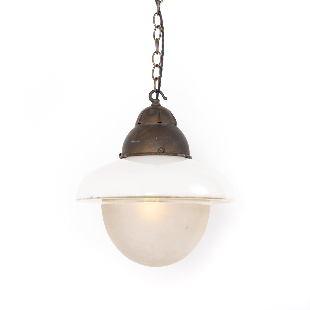 Antique "Acorn" Opaline & Frosted Glass Pendant Lights