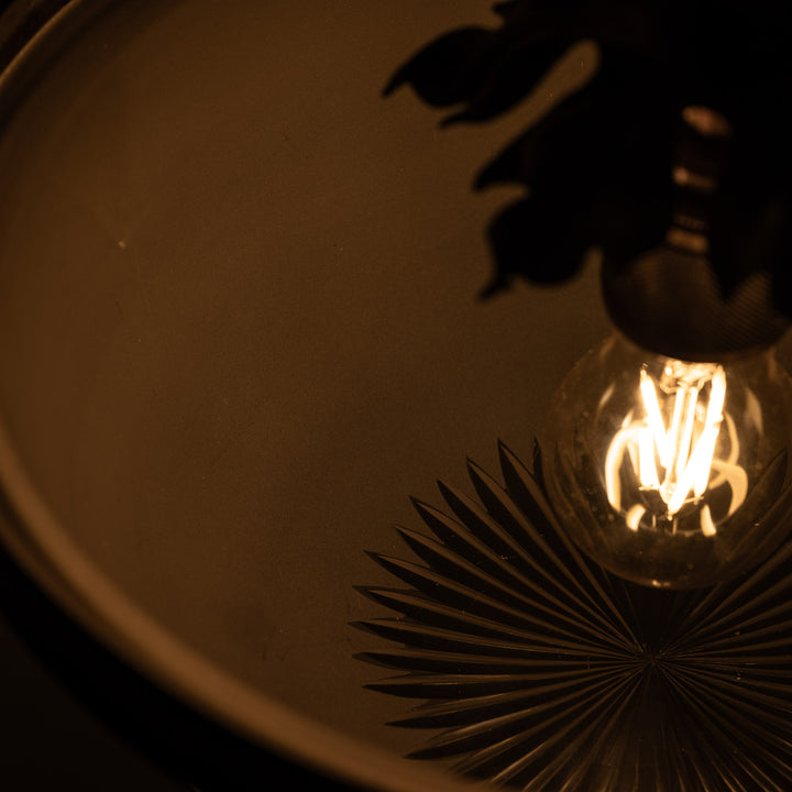 Antique Cast Brass Rams Head Plafonnier by F & C Osler with Satin Crystal Bowl