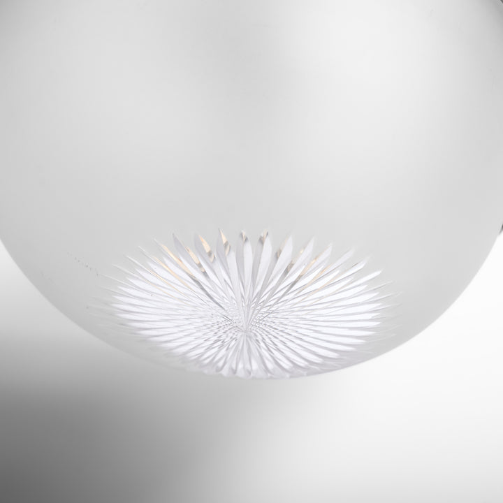 Antique Cast Brass Rams Head Plafonnier by F & C Osler with Satin Crystal Bowl