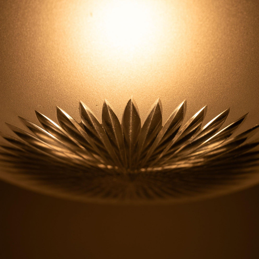 Antique Cast Brass Rams Head Plafonnier by F & C Osler with Satin Crystal Bowl