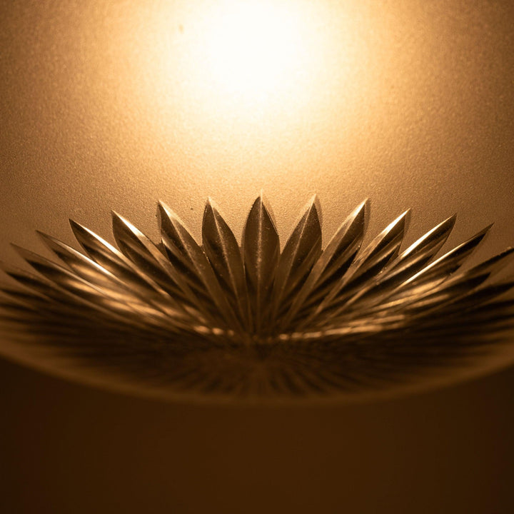 Antique Cast Brass Rams Head Plafonnier by F & C Osler with Satin Crystal Bowl