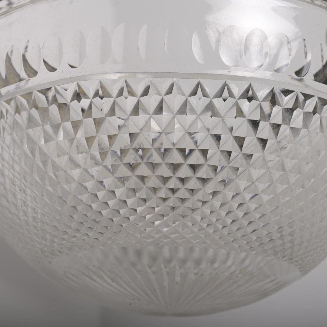 Antique Cut Crystal Plafonnier Pendant in Nickel Plated Frame