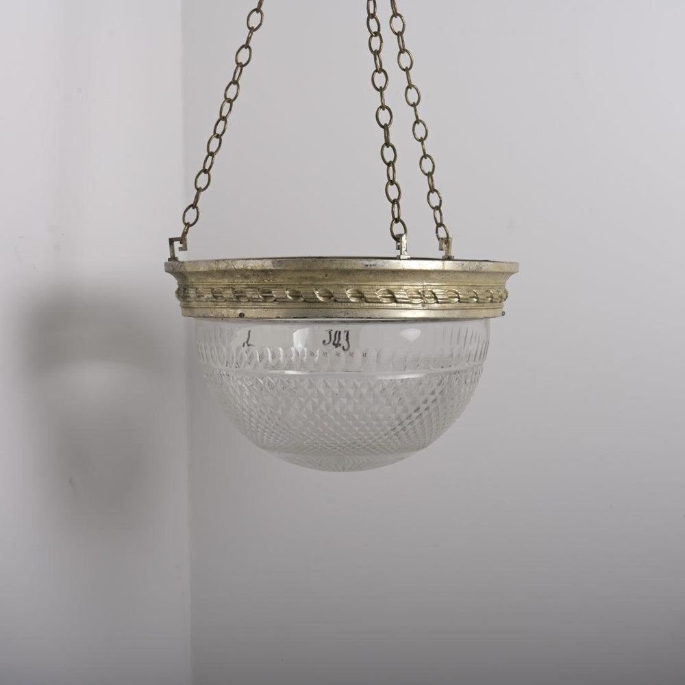 Antique Cut Crystal Plafonnier Pendant in Nickel Plated Frame