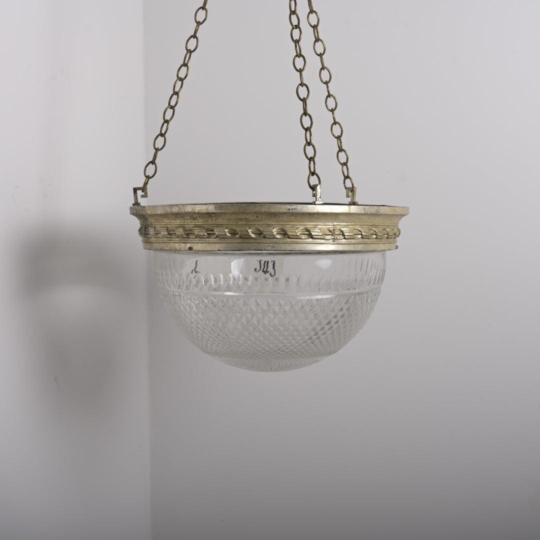 Antique Cut Crystal Plafonnier Pendant in Nickel Plated Frame