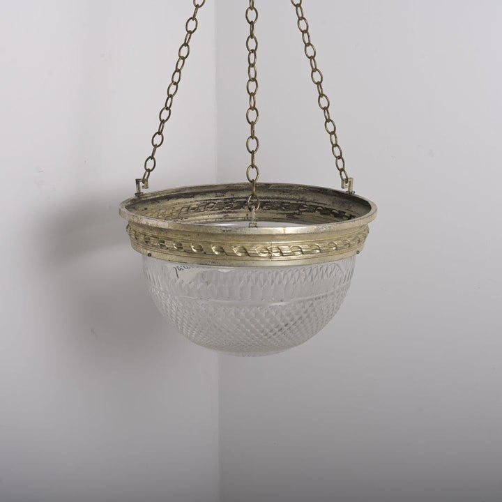 Antique Cut Crystal Plafonnier Pendant in Nickel Plated Frame