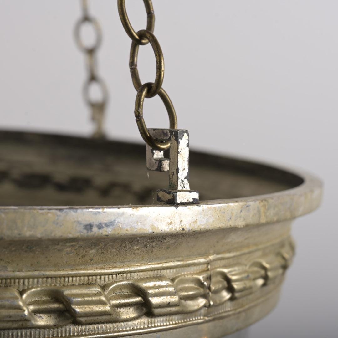 Antique Cut Crystal Plafonnier Pendant in Nickel Plated Frame