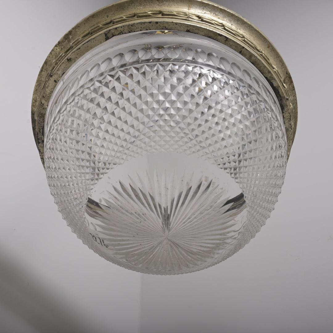 Antique Cut Crystal Plafonnier Pendant in Nickel Plated Frame