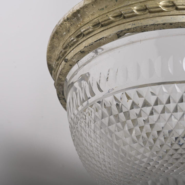 Antique Cut Crystal Plafonnier Pendant in Nickel Plated Frame