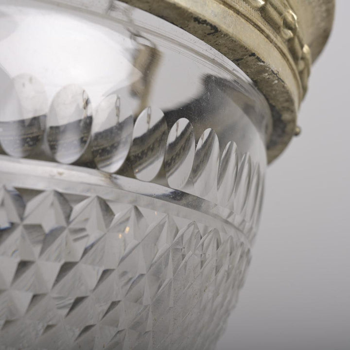 Antique Cut Crystal Plafonnier Pendant in Nickel Plated Frame