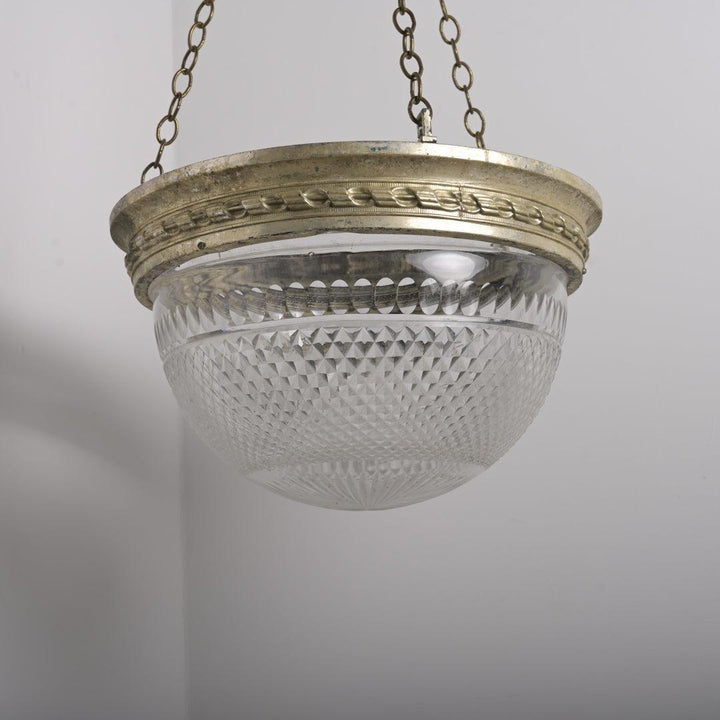 Antique Cut Crystal Plafonnier Pendant in Nickel Plated Frame