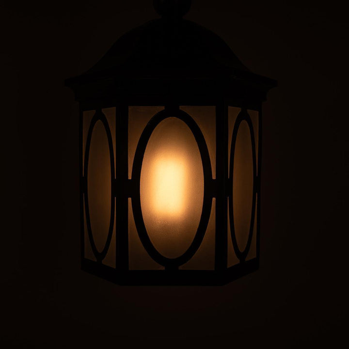 Antique Decorative Hexagonal Brass & Frosted Glass Hall Lantern by GEC